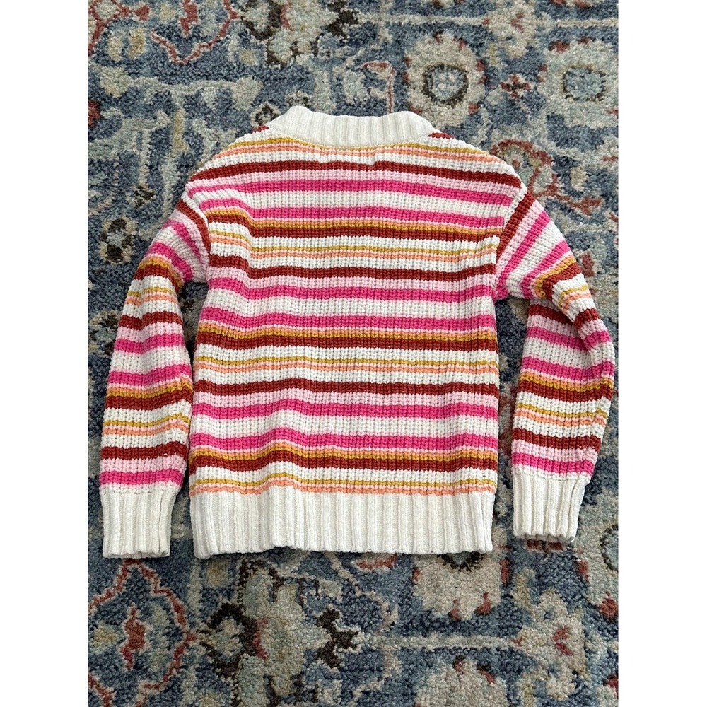 Old Navy Striped Chenille Sweater Girls 5T Pink Orange Mock Neck EUC